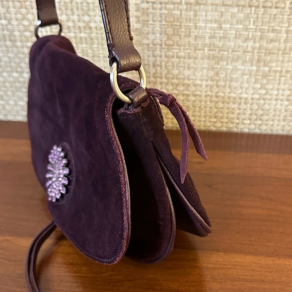 🌟HP🌟VTG 1990s Purple Suede Bling Flap Style Shoulder Bag by New York & Company - Picture 6 of 14